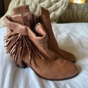 Fringe Leather Ankle Boots
